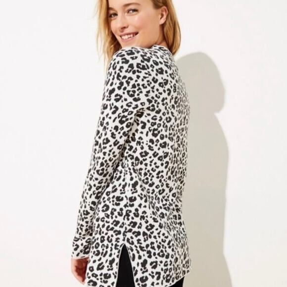LOFT Black & White Leopard Print Mock Neck Sweater Size XXS - Picture 8 of 9